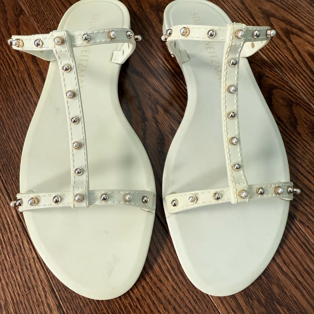 Stuart Weitzman Cream Minimalist Sandals